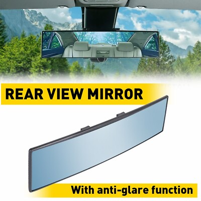 #ad Universal 270MM Wide Convex Interior Clip On Rear View Blue Tint Mirror $12.34