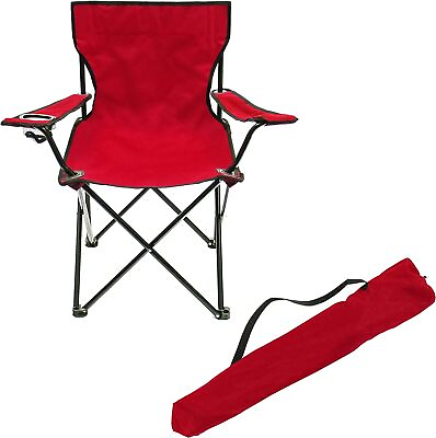 #ad Trademark Innovations Folding Outdoor Beach Camp 18quot;L x 31quot;W x 32quot;H Red $58.91