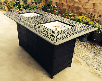 #ad Fire Pit bar height double burner outdoor propane table Elisabeth aluminum patio $2295.35