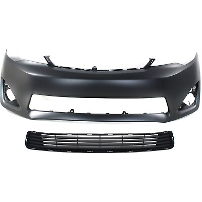 #ad Bumper Cover Kit For 2012 2014 Toyota Camry Front With Bumper Grille Primed $112.63