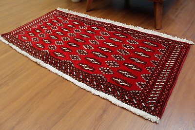 #ad 2x4 Small Vintage RED Wool Geometric Hand Knotted Traditional Oriental Area Rug $163.00