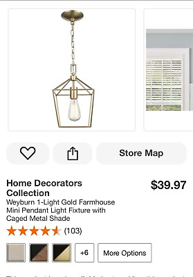 #ad Home Decorators Weyburn 1 Light Gold Farmhouse Mini Pendant Light Fixture $9.75
