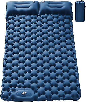 #ad Camping Sleeping Pad Self Inflating Mattress w Pillow Outdoor Air Mat 2 Person $45.98