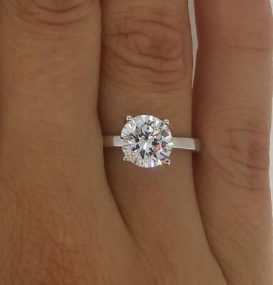 #ad 3.25 Ct 4 Prong Solitaire Round Cut Diamond Engagement Ring VS1 F White Gold 14k $9596.00