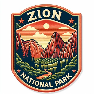#ad Zion National Park Patch Iron on Applique Mountain Nature Badge Canyon River $24.87