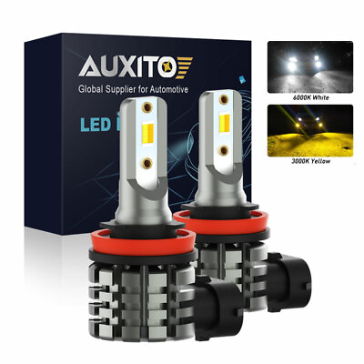 #ad 2X AUXITO H8 H11 Dual Color Switchback White Amber LED CSP Fog Light Bulb 4000LM $22.07