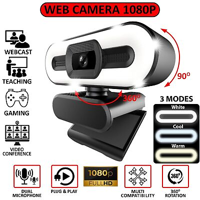 Webcam Full HD 1080P for PC Desktop Laptop Auto Focus Web Camera with Microphone $11.95