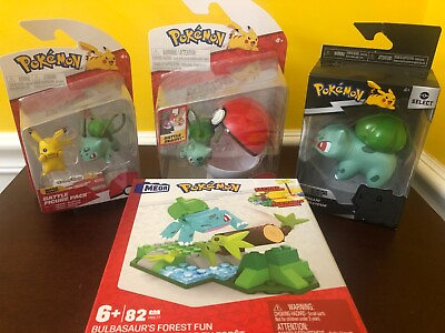 #ad Pokemon Bulbasaur Collector Lot Of 4 Sealed Figures Battle Select amp; Megablox $53.00