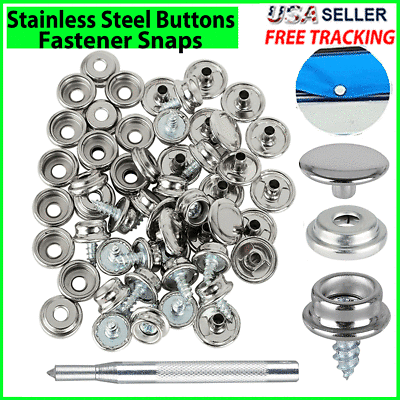 62pcs Stainless Steel Fastener Snap Press Stud Cap BUTTON Marine Boat Canvas Set $7.79