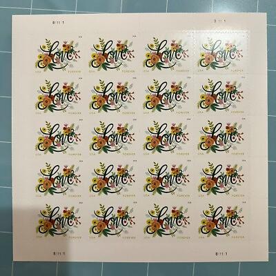 #ad Sheet of 20 Postage LOVE Flourishes Flowers Stamp Wedding Stamp Scott#5255 new $13.60