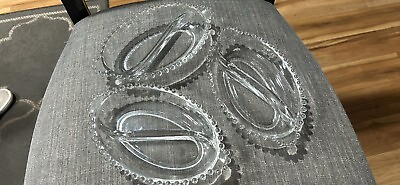 #ad Imperial Candlewick Crystal #400 268 Two part Oval 8quot; Relish or Candy MINT 3 $20.00