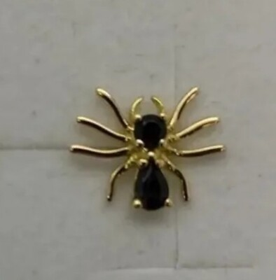 #ad Earring Single Gold 18k 750 Mls. Spider With Sapphire Blue $158.19