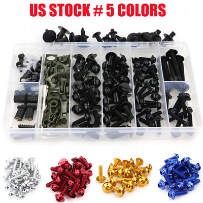 #ad Multi color CNC Motorcycle Complete Fairing Bolts Kit Bodywork Screws Nuts Black $20.99