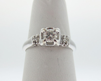 #ad Estate Genuine Diamonds Solid 14k White Gold Engagement Ring FREE Sizing $695.00