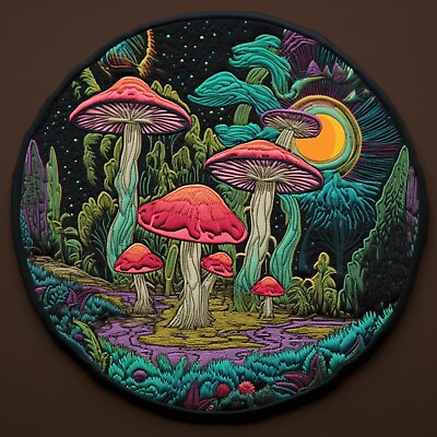 #ad Mushroom Patch Iron on Applique Boho Psychedelic Decorative Toadstool Fungus $4.87