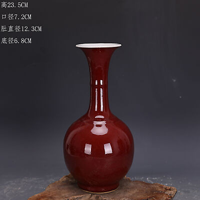 #ad 9“China ancient Da Ming Xuan De Handmade porcelain Red glaze Appreciating Bottle $210.00