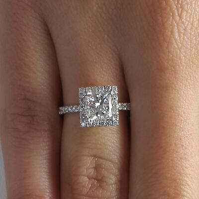#ad 2.25 Ct Square Pave Princess Cut Diamond Engagement Ring SI2 G White Gold 18k $2947.00