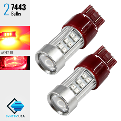 #ad 7443 High Power 2835 Chip Extreme Bright Red Brake Tail LED Dual Function Bulbs $15.49