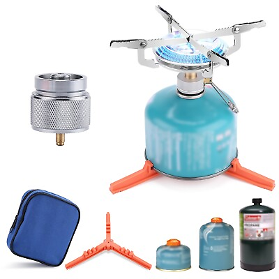 #ad Portable Camping Stove Burner Backpacking Stove with 1LB Propane Tank Adapter $22.99