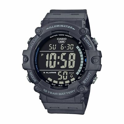 #ad Casio Men#x27;s Quartz Alarm 10 Year Battery Grey Resin Band 51mm Watch AE1500WH 8BV $28.99
