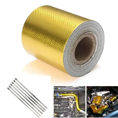 #ad 16#x27;Car Roll Self Adhesive Reflective Gold High Temperature Heat Shield Wrap Tape $5.00