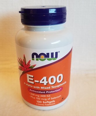 #ad NOW E 400 D Alpha with Mixed Tocopherols 268 mg 400 IU 100 Softgels 08 2026 $10.95
