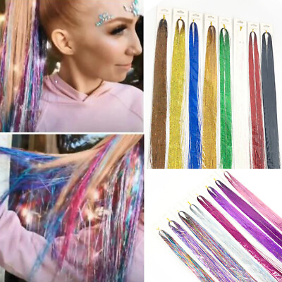 #ad Shiny Headdress Hair Hair Ponytail Sparkle Extension Synthetic Straight False $1.30