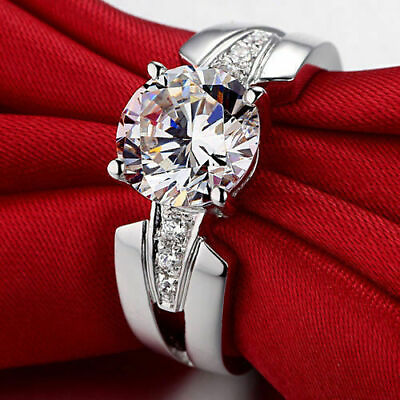 #ad 2.11 Ct Simulated Diamond Modern amp; Sleek Engagement Wedding Ring 14K White Gold $249.48
