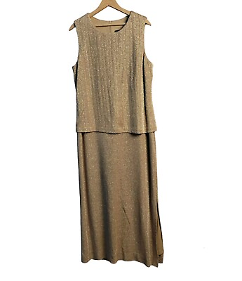 #ad Alex Evenings Womens Gown Size 14 Mock 2 Piece Sleeveless Maxi Dress Shimmery $37.81