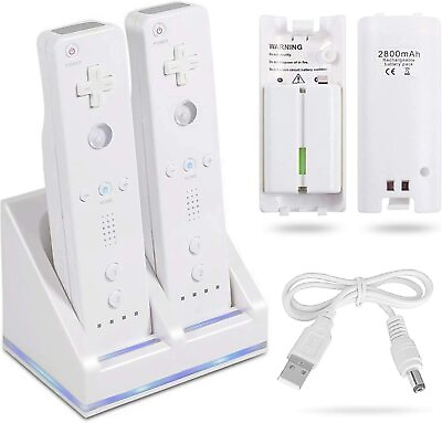 #ad New Rechargeable Battery Packs with Charger for Wii amp; Wii U Remote Controller $12.99