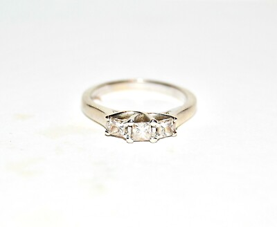 #ad 14K White Gold Ring Princess Cut Diamond 0.44 Carat Size 5.75 Weight 2.91 Grams $465.00