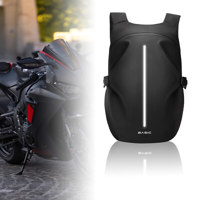 #ad Black Motorcycle Riding Backpack Reflective Helmet Storage Travel Bag Waterproof $34.26