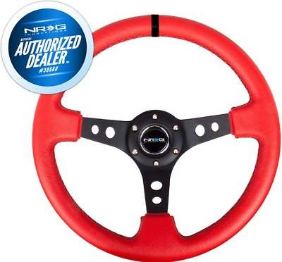 #ad NEW NRG Steering Wheel 350mm Red Leather Black Center Black Mark RST 006RR BS B $134.00