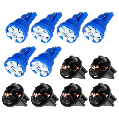 #ad 6X T10 LED Bulbs Speedo Fuel Temp Gauge Cluster Blue Instrument Light Sockets $8.34