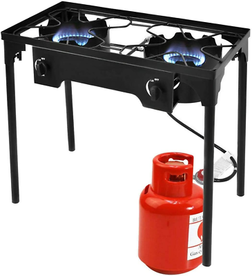 #ad Outdoor Stove High Pressure Double Burner Propane Portable Gas 2 Burner Camp St $137.54