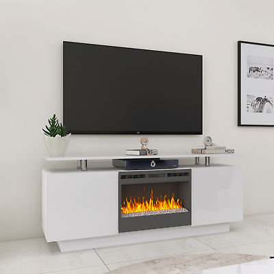 #ad TV Stand w Electric Fireplace Heating TV Cabinet Entertainment Unit for 70#x27;#x27; TV $334.99