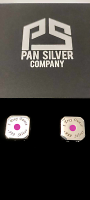 #ad 1 Set 2 Troy Ounces oz Fine .999 Silver Dice with Pink Dots pips $159.99