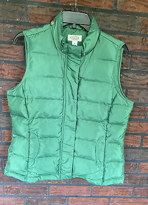 #ad Green Goose Down Vest Small Zipper Pockets Snaps No Hood Sleeveless Jacket EUC $32.00