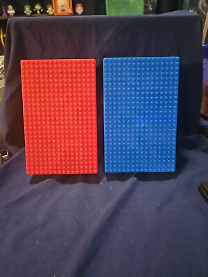 #ad X2 Pc Lego Storage Units 16x25 Red And Blue Inverted 2x2 Internal Storage $16.85