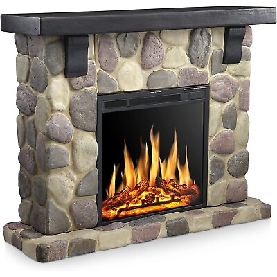 #ad 48#x27;#x27; Faux Stone Electric FireplaceFreestanding TV StandMagnesium oxidefrom TX $529.99