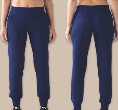 #ad Lululemon Womens Get Ready Jogger Pants Sz 4 Hero Blue Swift Pull On Cuffed Leg $50.99
