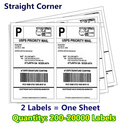 #ad 200 20000 8.5x5.5 Shipping Mailing Labels Half Sheet Self Adhesive for Laser ink $373.87
