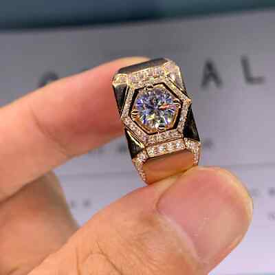 #ad Yellow Gold Plated 2Ct VS1 Moissanite Wedding Party Engagement Men#x27;s Ring $125.99