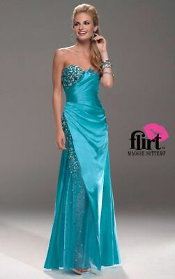 #ad Maggie Sottero Flirt Prom Dress P4759 Gown Pageant Electric Teal 4 Party Dance $83.89