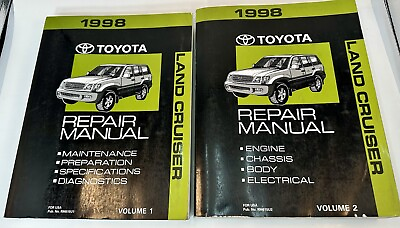 #ad 1998 Toyota OEM LAND CRUISER Repair Manual Vol 1 amp; 2 RM615U1 RM615U2 $98.95