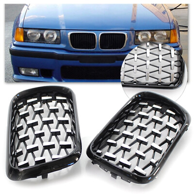 #ad For BMW E36 3 Series 97 99 Front Grill Latest Style Shiny Black Frame Diamond $50.66