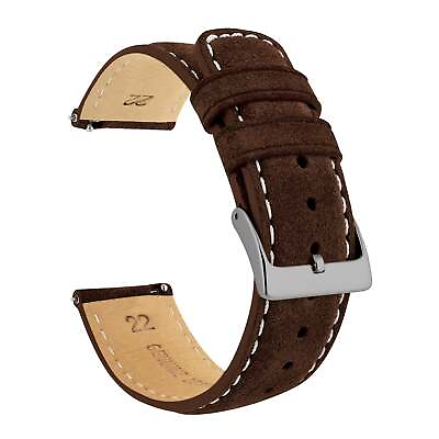 #ad Chocolate Brown Suede Beige Stitching Watch Band Watch Band $47.99