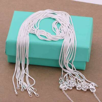 #ad 10PCS Wholesale 925 Sterling Solid Silver 1MM Snake Chain Necklace XXDC08 $8.99