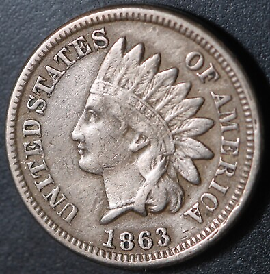 #ad 1863 INDIAN HEAD CENT VF VERY FINE $20.00