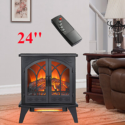 #ad #ad 24 inch 3D Infrared Electric Fireplaces Stove with Remote Control Freestanding $163.21